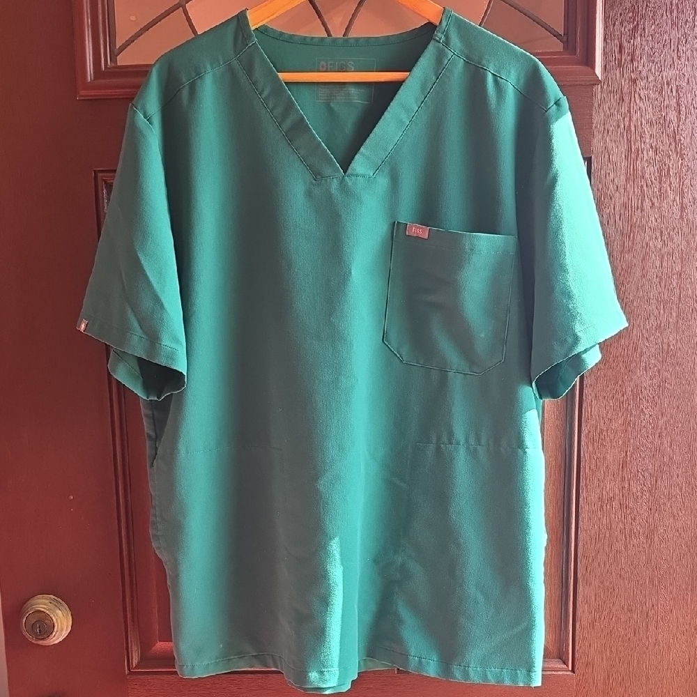 Figs Mens Chisec 3 Pocket Scrub Top Green Size XXL